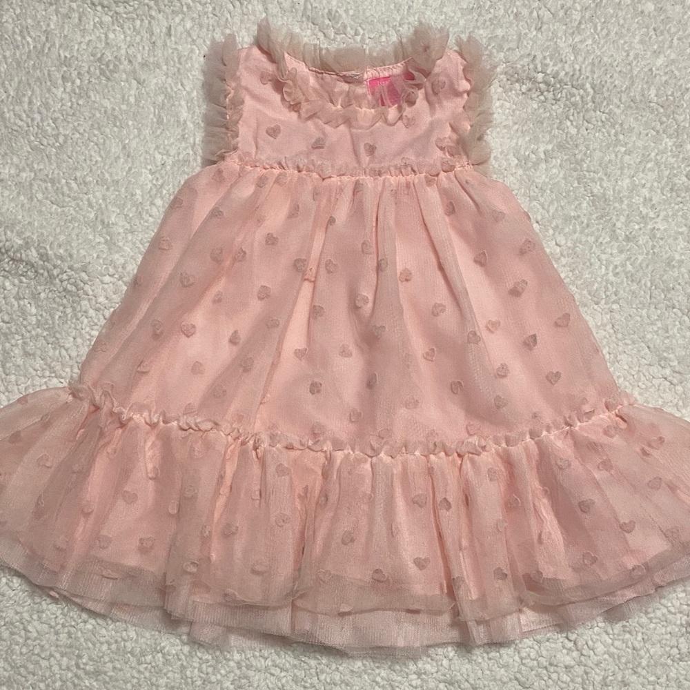 Issac mizrahi size 18mo Adorable Pink  Dress lined inside , hearts and tulle